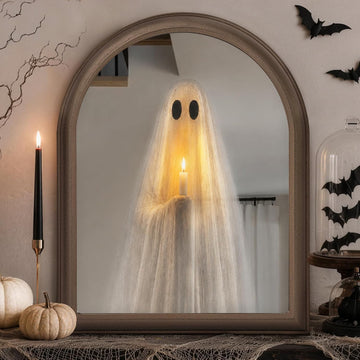 Halloween Decor - 11" x 13.8" Light Up Ghost Mirror