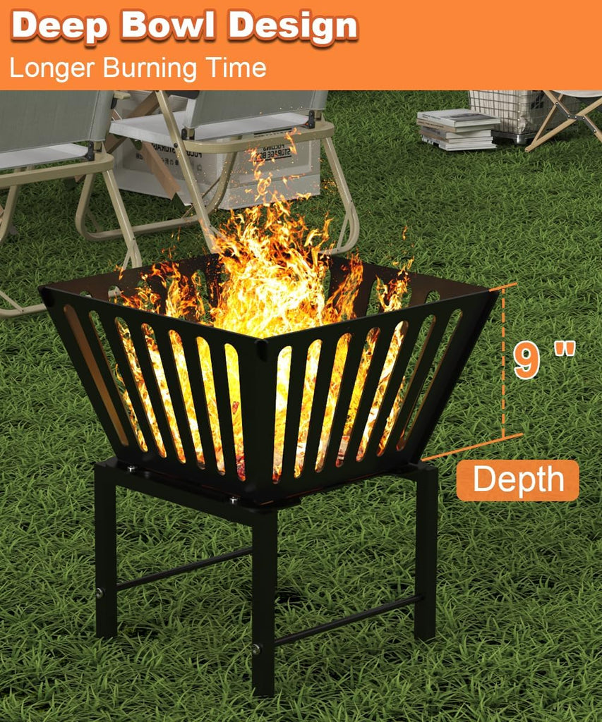 Outdoor Fire Pit - 17 Inch Portable with Storage Bag for Camping, Patio Heating, Picnic and BBQ