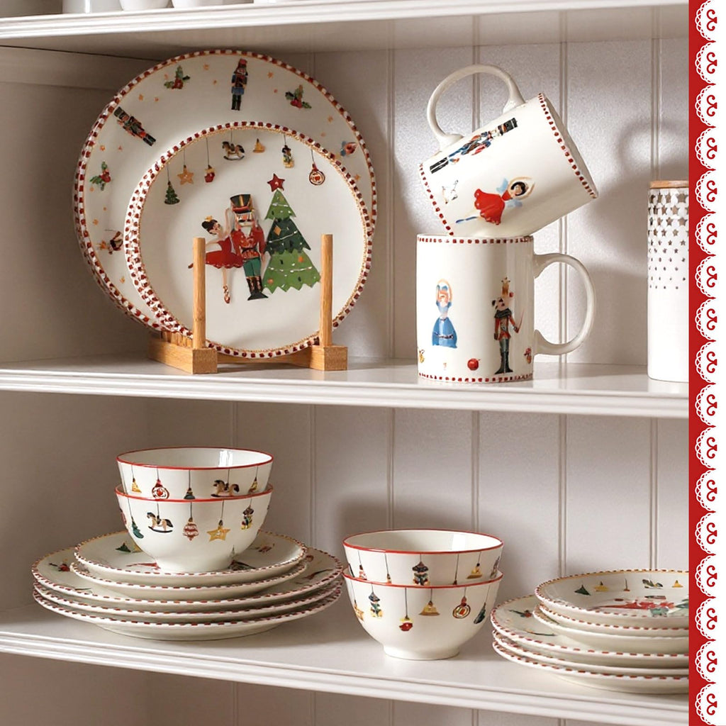16 Pcs Nutcracker Christmas Dishes Dinnerware Set for 4 Guest