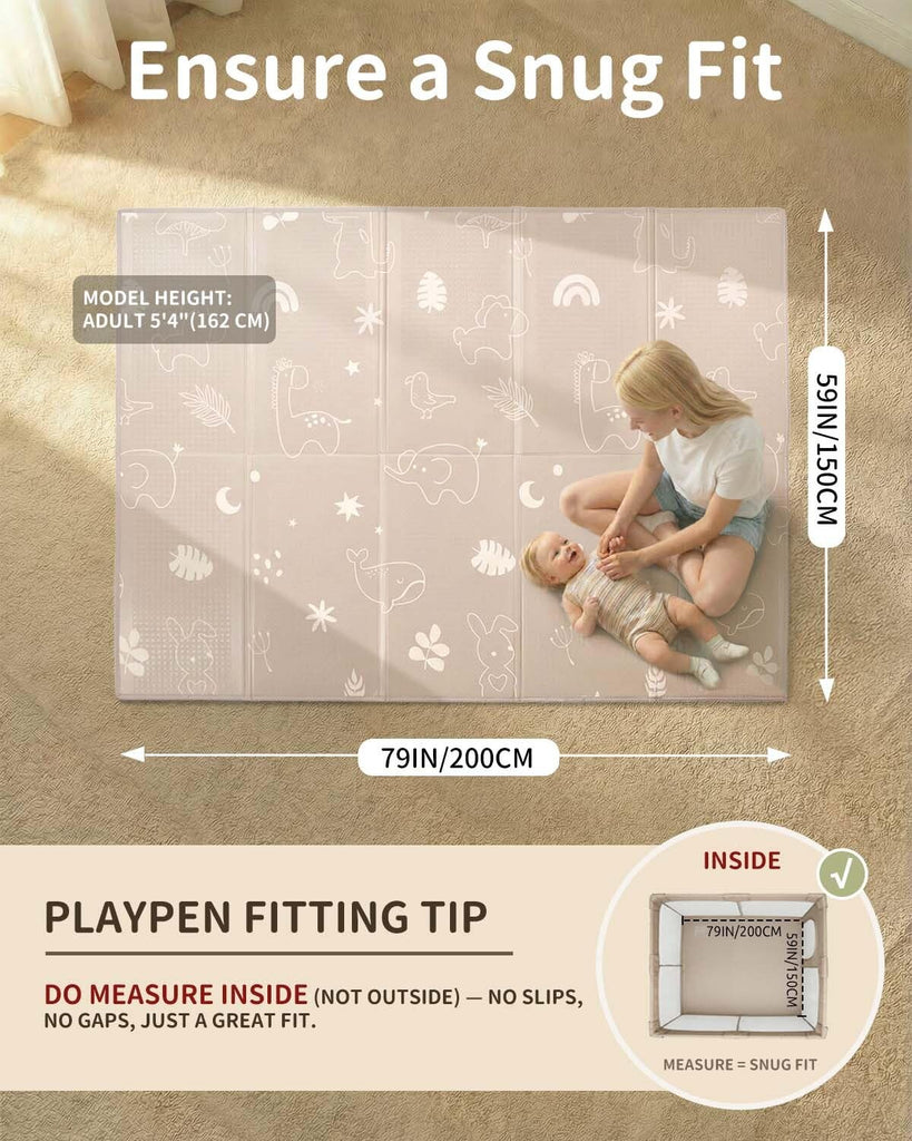 Play Mat, 59 x 79 Inch Foldable Play Mats for Babies and Toddlers, Waterproof & Anti-Slip Portable Floor Mat