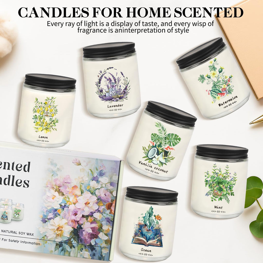 6-Pack Scented Soy Candles, 37.8 oz Gift Set for Women