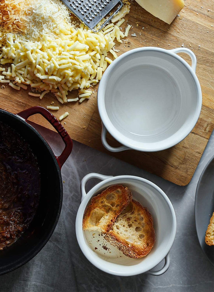 French Onion Soup Bowls with Handles, 28 oz, Set of 4, White
