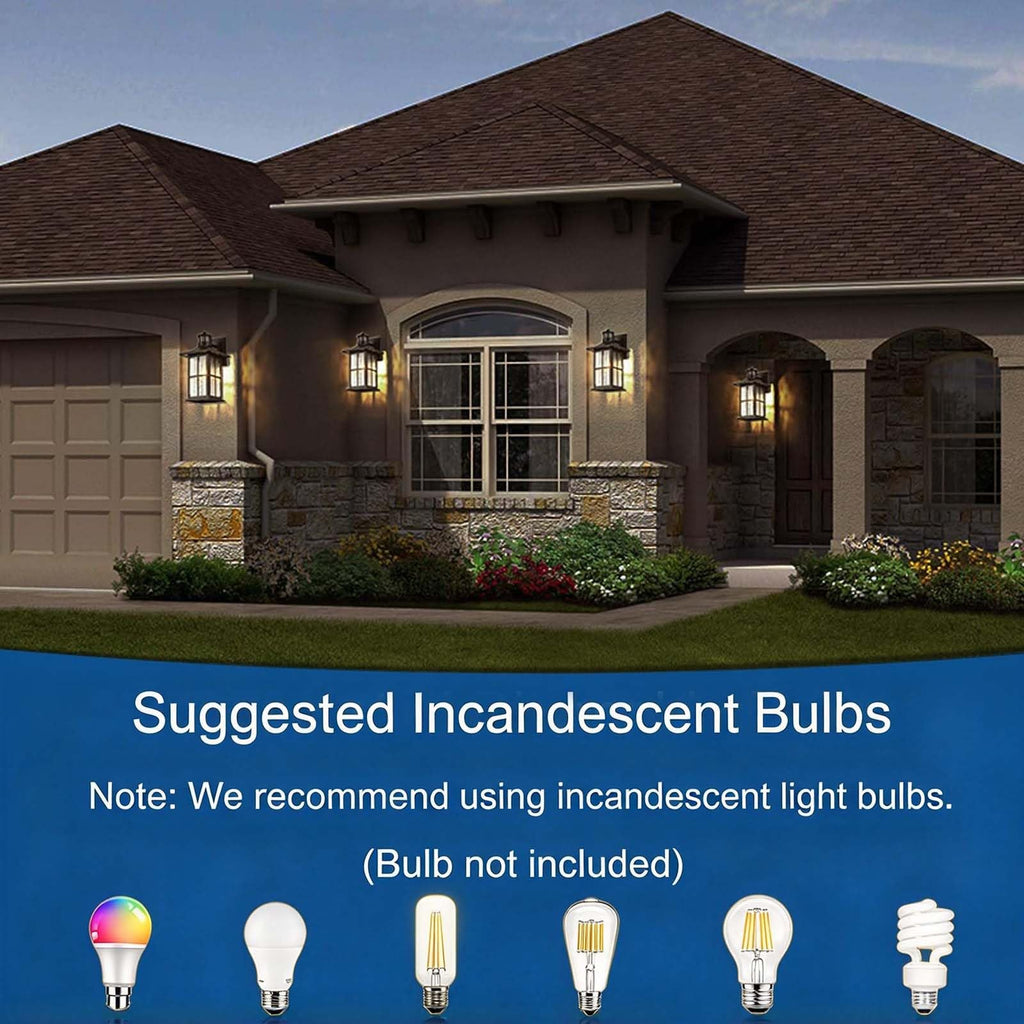 Motion Sensor Porch Light Black Dusk to Dawn Outdoor Wall Lantern