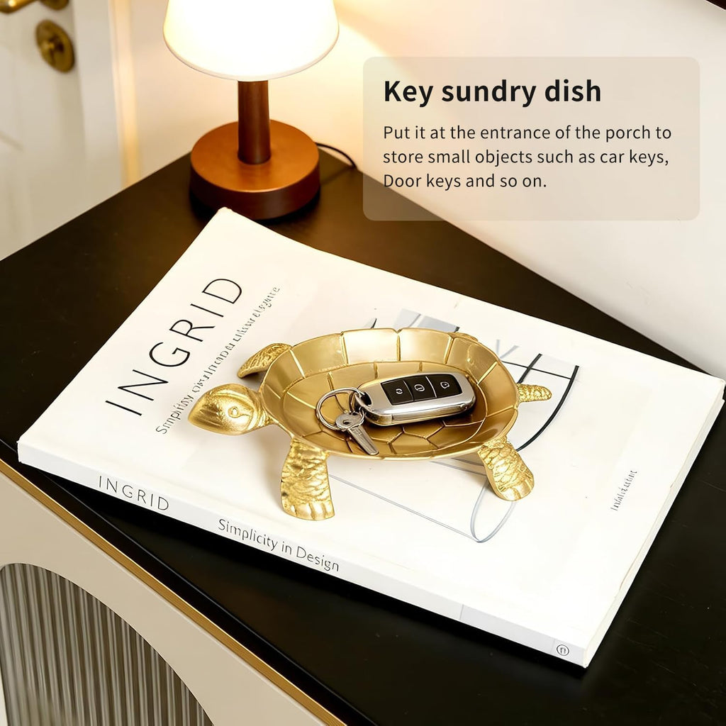 100% Solid Brass Turtle Jewelry Tray