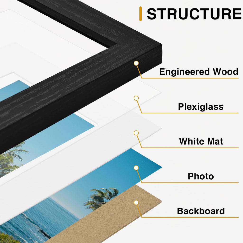 11x14 Picture Frames Set of 9, Black&Brown&Dark Grey