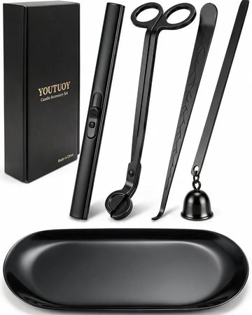 5 in 1 Candle Accessory Set, Matte Black