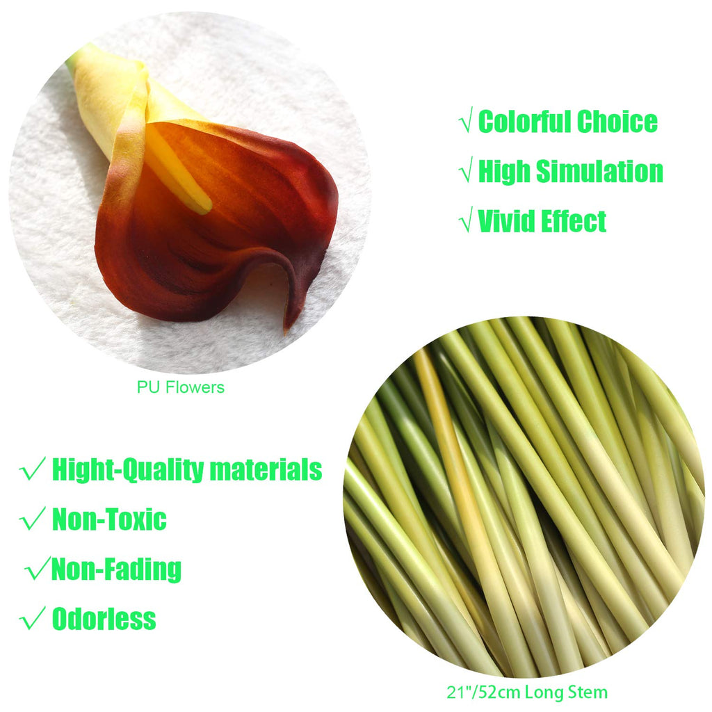 10pcs Calla Lilies Artificial Flower, 26'' Long Stem Artificial Calla Lily Flowers, Realistic Arum Lilies for Wedding