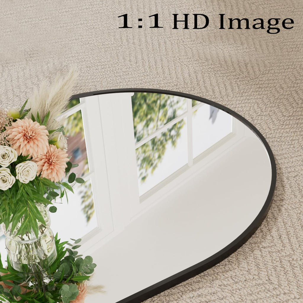 70"x26" Full Length Mirror, Large Arched Floor Mirror, Black
