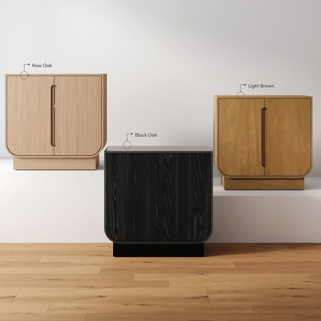 Joey Mid Century Modern Buffet Sideboard Storage Cabinet, Arched Accent Cabinet with Rounded Bottom Edges and