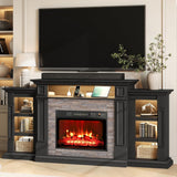 72" LED Fireplace TV Stand with Outlet, Electric Fireplace with Mantel for TVs Up to 80 Inch