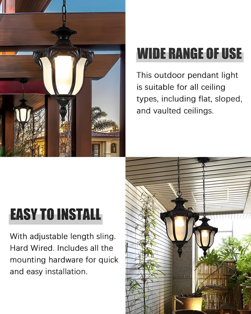 Rustic Victorian E26 Exterior Ceiling Pendant Light American Outdoor Waterproof Chandelier Garden Corridor Grape