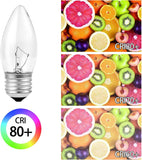40W Incandescent Torpedo Tip Chandelier with Crystal Clear Incandescent Light Bulbs,Flame Tip Light Bulbs, CFL, LED &
