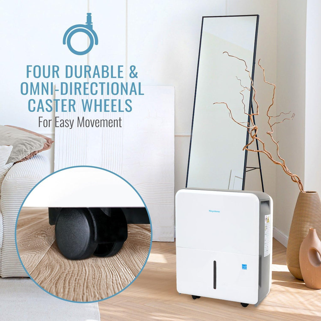 50 Pint Portable Dehumidifier with Pump for Rooms up to 4500 Sq Ft, Energy Efficient Humidity & Moisture Extractor
