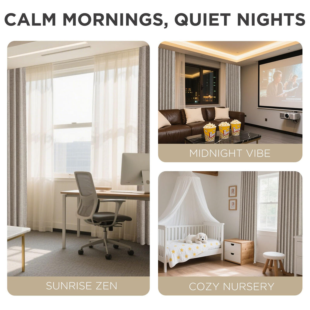 100% Blackout Curtains, Natural Linen Curtains, Thermal Insulated Light Blocking Drapes, Rod Pocket & Back Tab