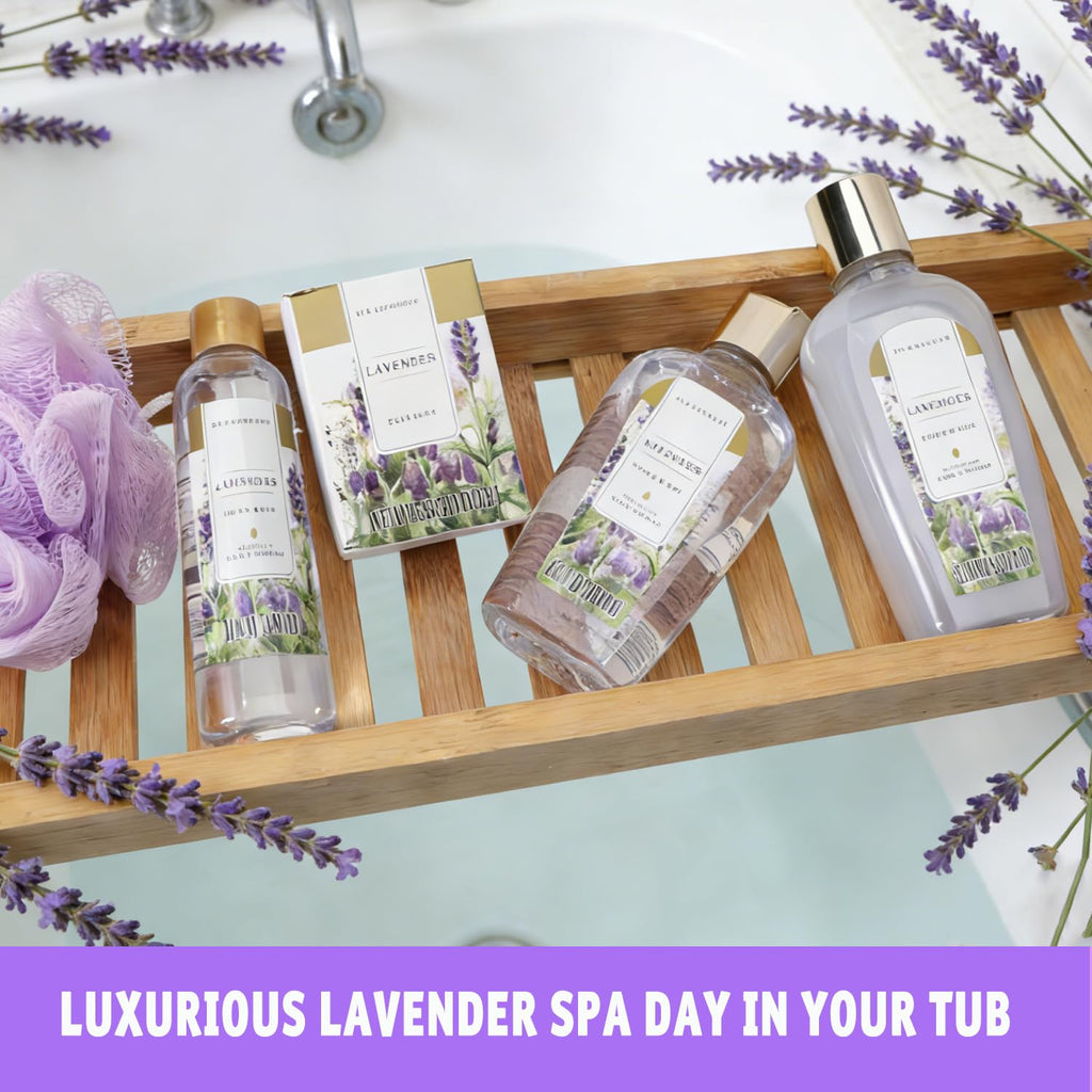 Bath Sets for Women Gifts - 10 Pcs Lavender Spa Kit, Self Care Kit for Her, Birthday, Anniversary, Holiday, Christmas