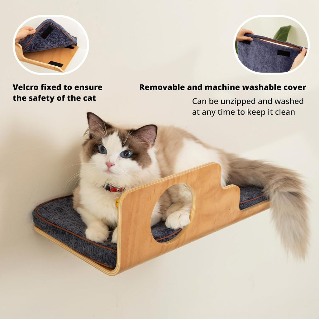 Cat Wall Shelves, Creative Design Cat Shelf with Peephole, 19 x 10 inch Cats Wall Furniture with Comfortable Pad