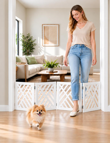 16" Short Dog Gate, Puppy Gate Indoor, Freestanding Small Dog Gate, 4 Panel
