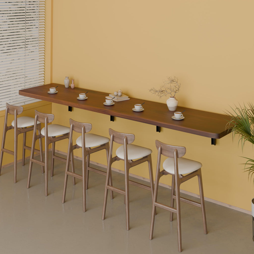 Wall Mounted Folding Table with Pine Wood, 72" x 16"Floating Wall Desk