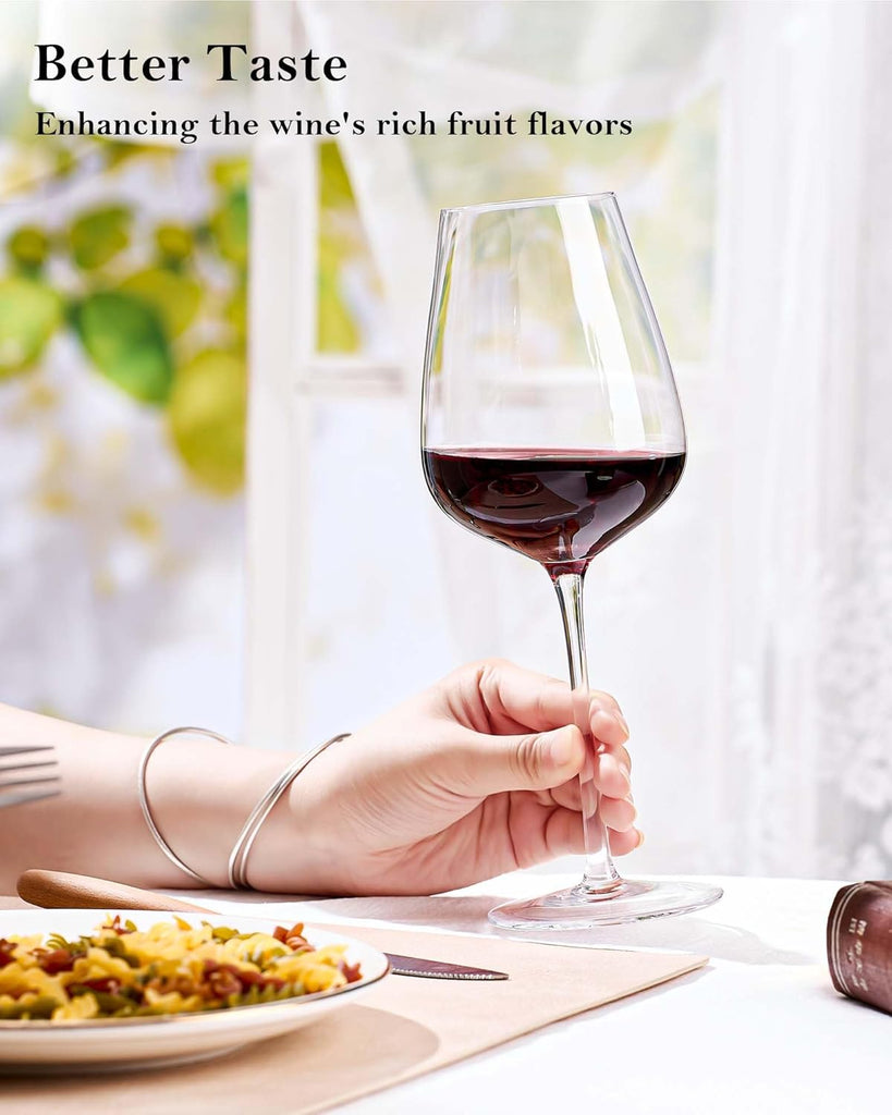 Hand Blown Italian Style Crystal Bordeaux Wine Glasses - Great Gift Packaging - Red Wine Glasses Lead-Free Premium
