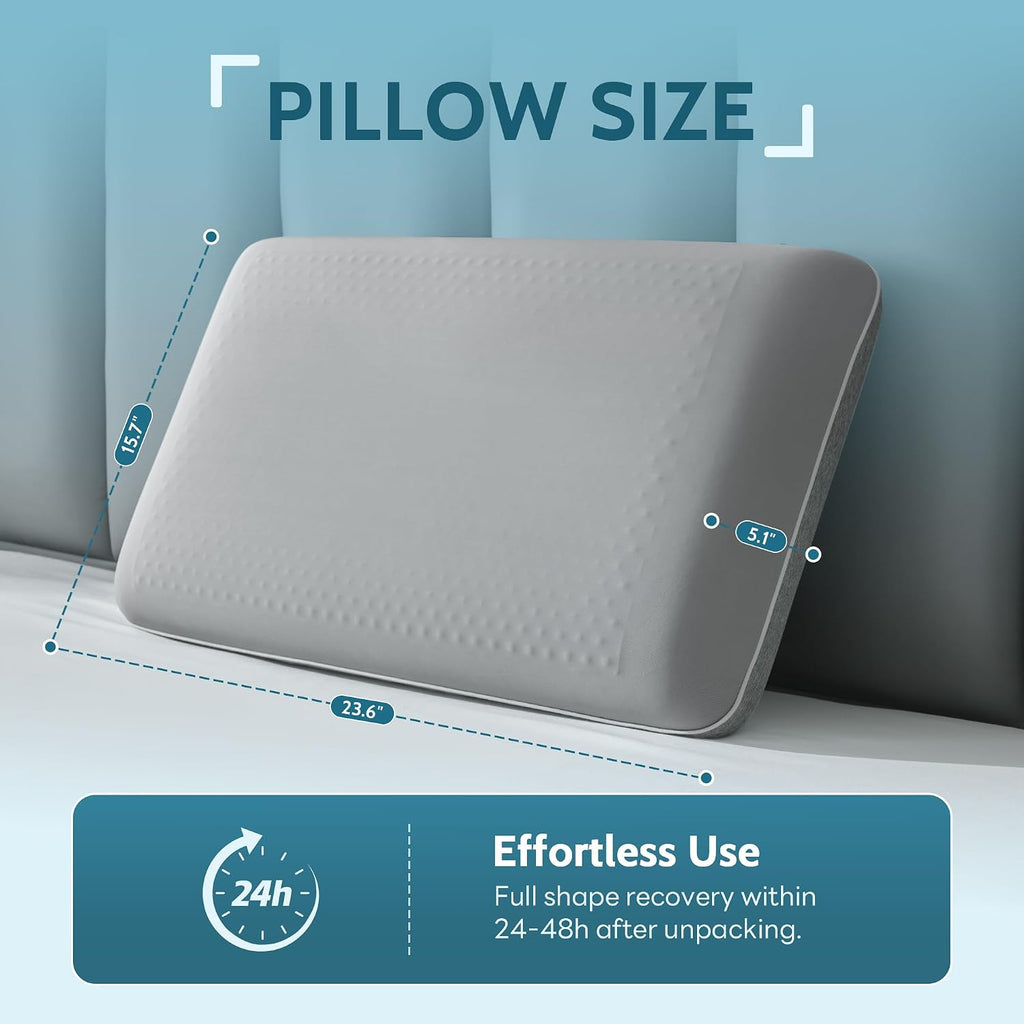 Gel Cooling Pillows for Hot Sleepers, Cooling Memory Foam Pillow with Reversible & Removable Cover, Cold Pillow for