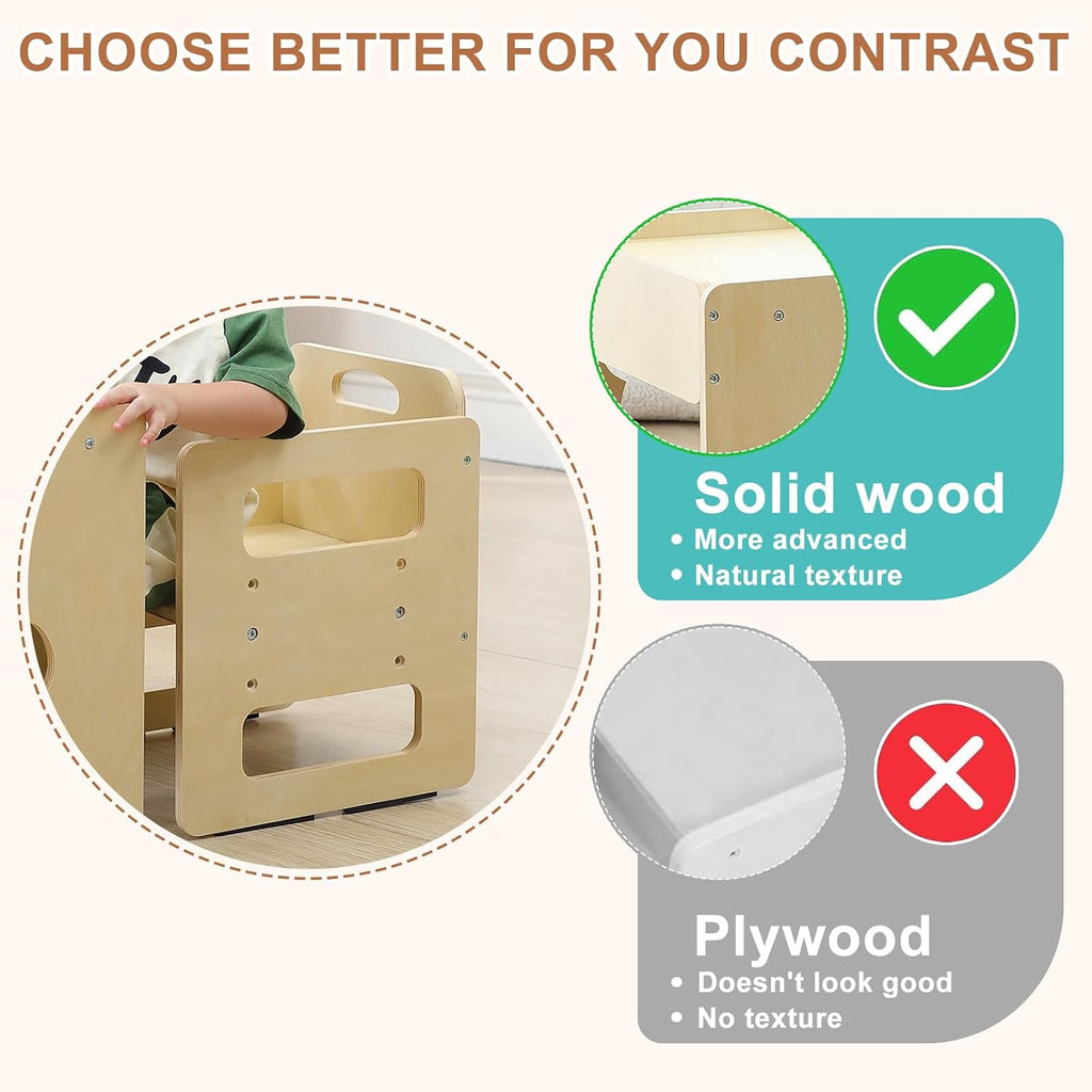 Weaning Table and Chair Set - Level Height Adjustable Wooden Toddler Furniture, Activity Table Set for Eating