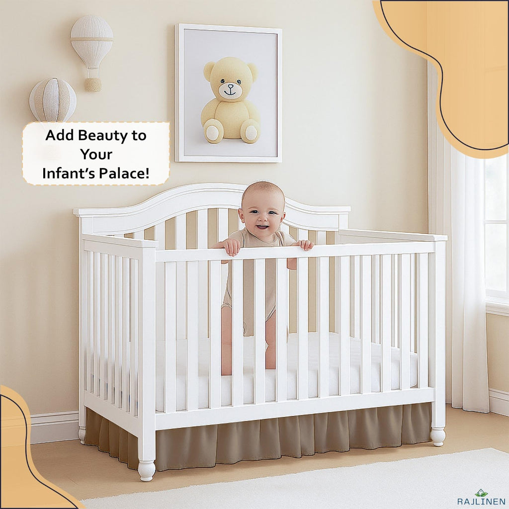 Ruffled Crib Bed Skirt, Microfiber, Dust Ruffle with Split Corners, 14" Drop, Nursery Toddler Bedding for Baby Boys