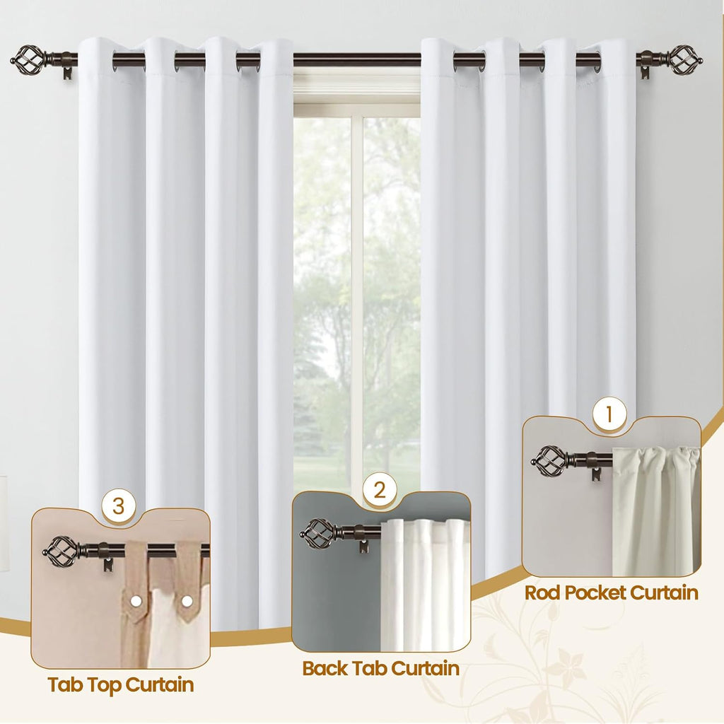 Bronze Curtain Rod 32 to 58 Inch(2.6-4.8ft), Adjustable Curtain Rods for Windows 28 to 48 Inch, 3/4 Inch Splicing