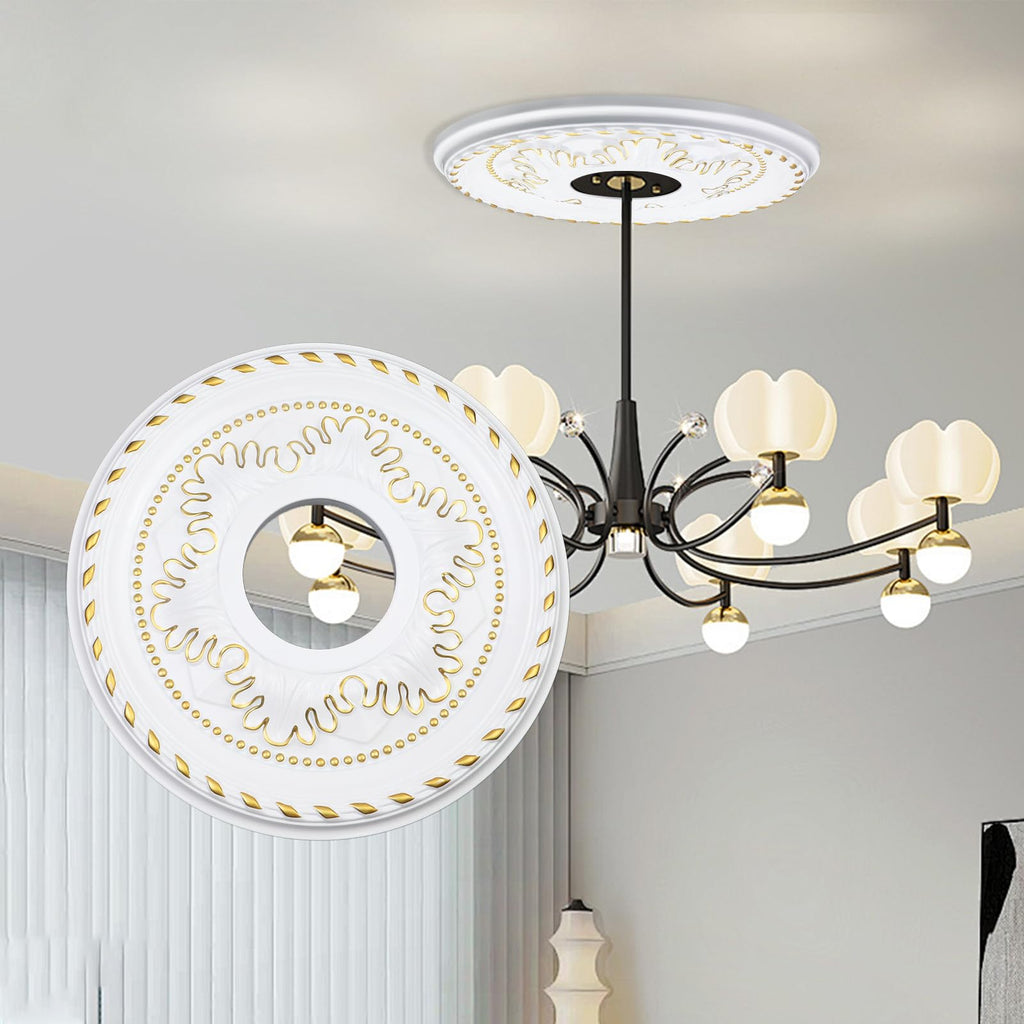 PU Ceiling Medallion 12.3" OD x 3.6" ID, Gold White