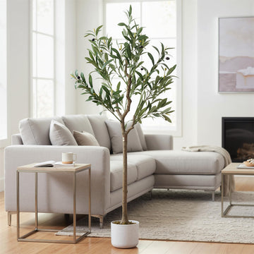 4FT Artificial Olive Tree with Silk Leaves & 14 Lifelike Fruits, Faux Olive Trees in Pot, Indoor Artificial Plants