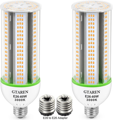 60W LED Corn Cob Bulb, 600W Equivalent, 8400 Lumens, 3000K Warm White, E26/E39 Base, Replace 250W Metal