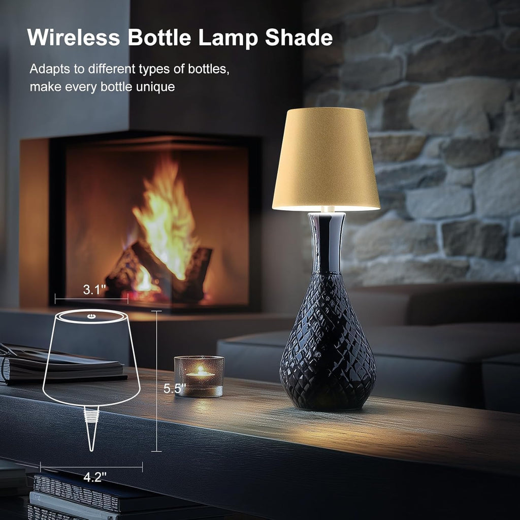 2 Pack Bottle Lamp, Rechargeable LED Wine Bottle Lamp Shade with Touch Dimming, 3 Color Temperatures, Cordless Bottle