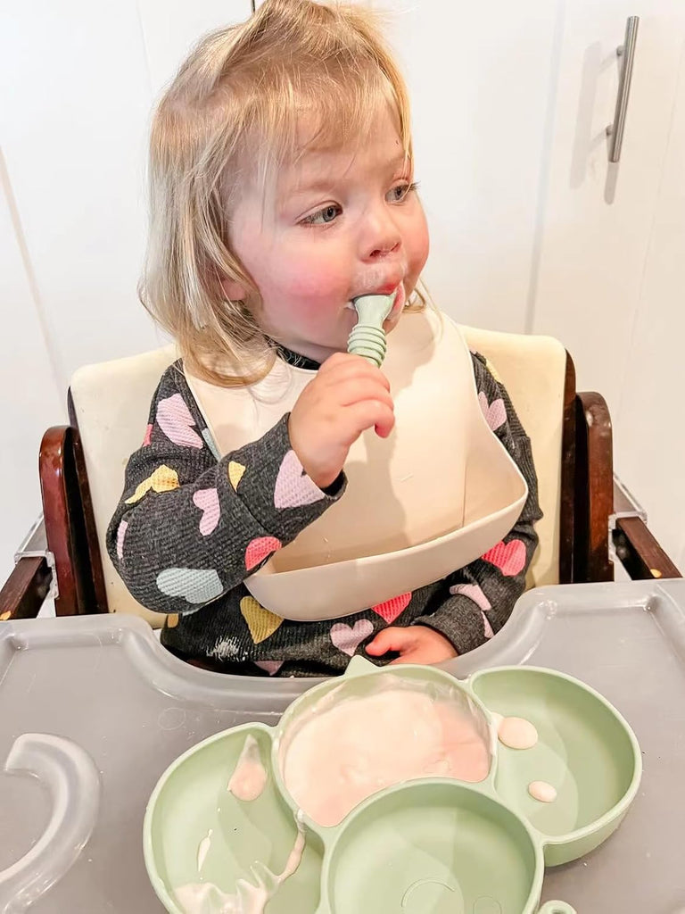2 Pack Silicone Suction Plate for Baby, Divided Toddler Food Plate