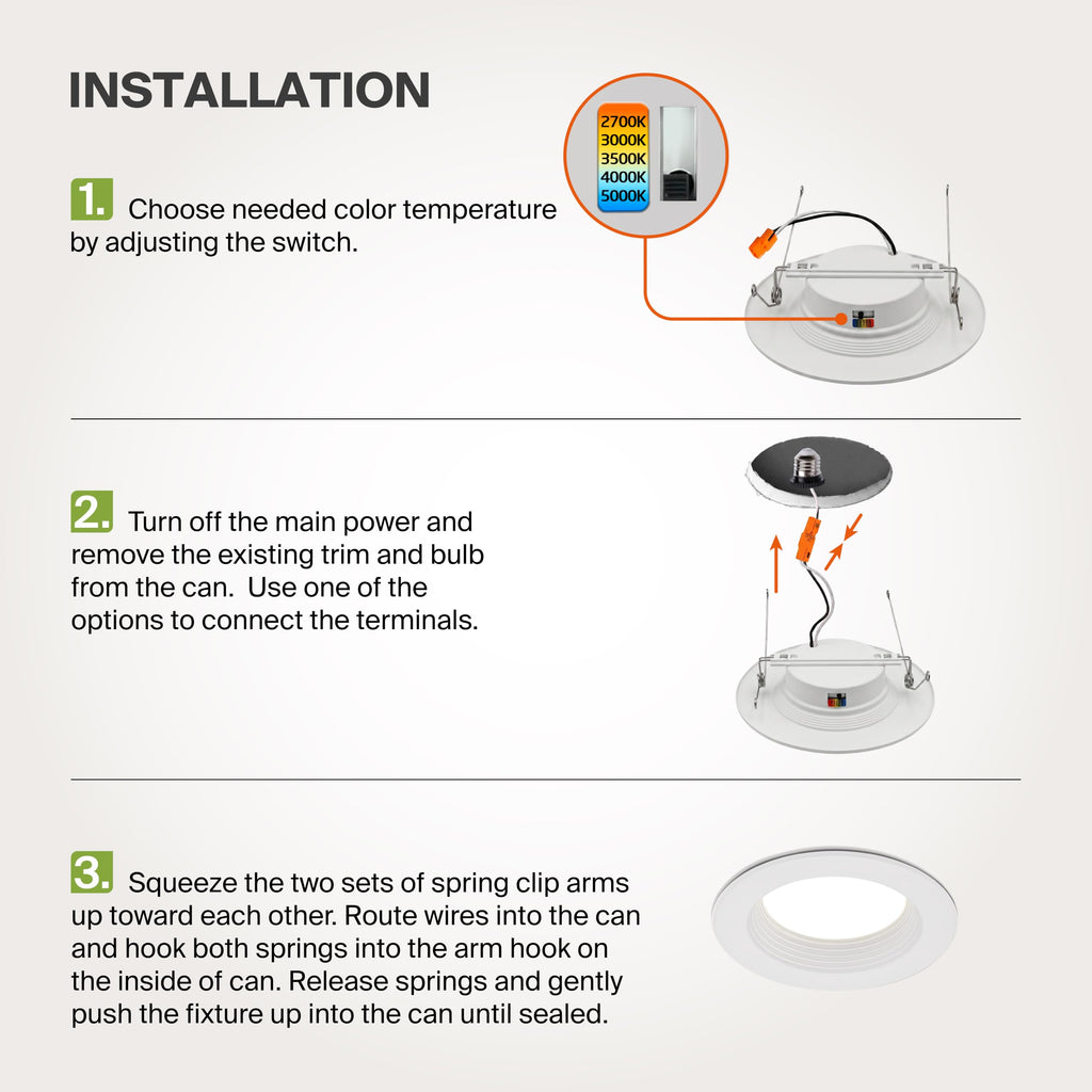 12 Pack Retrofit LED Recessed Lighting 6 Inch, 5CCT Wafer Lights