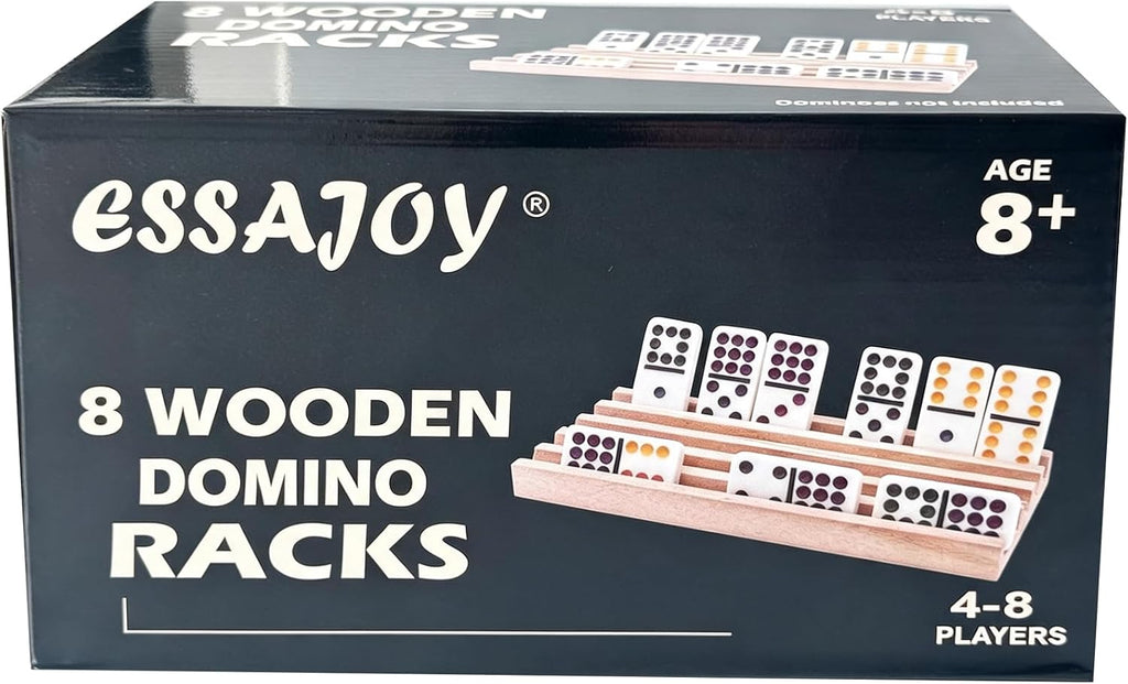 Wooden Domino Trays/Racks Mexican Train Domino Trays/Racks Double 12 Tiles Holders Rack Domino Tiles Holders - Set of 8