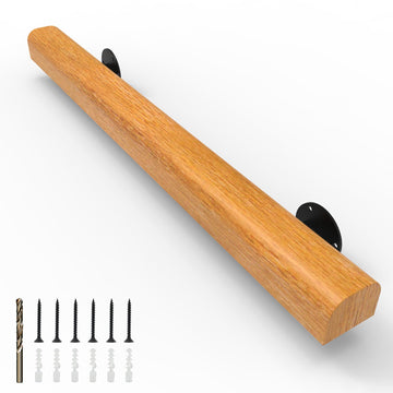 1FT Wood Stair Handrails Wall Mount, Hand Railings for Stairs Indoor Outdoor, Non-Slip Staircase Handrail for