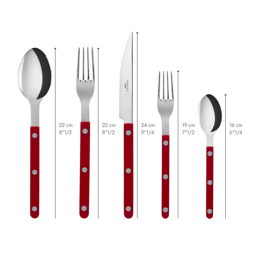 Flatware Set - Bistrot Collection - Knife, Fork, Soup Spoon, Teaspoon & Dessert Fork - Stainless Steel &