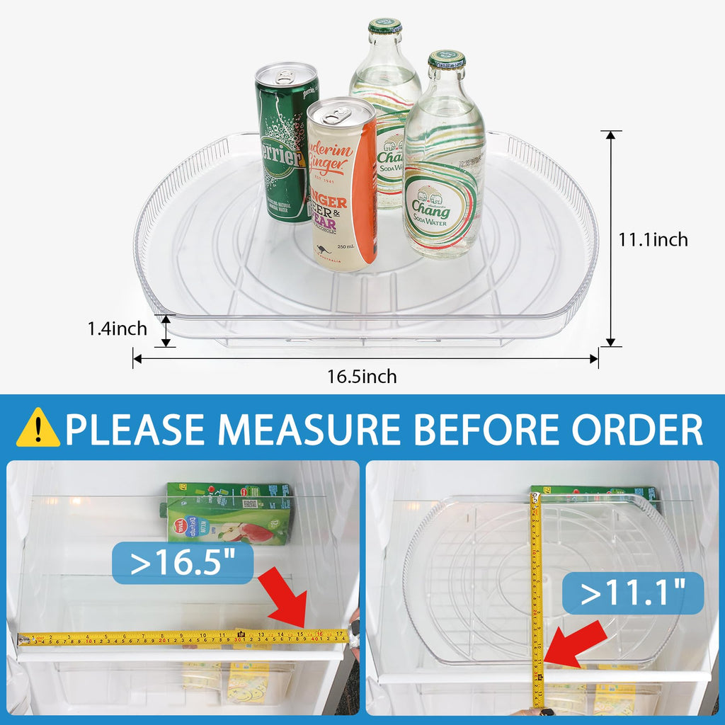 Lazy Susan Turntable for Refrigerator, Square Turntable Organizer for Fridge Cabinet, Pantry, Countertop | 16.5" x