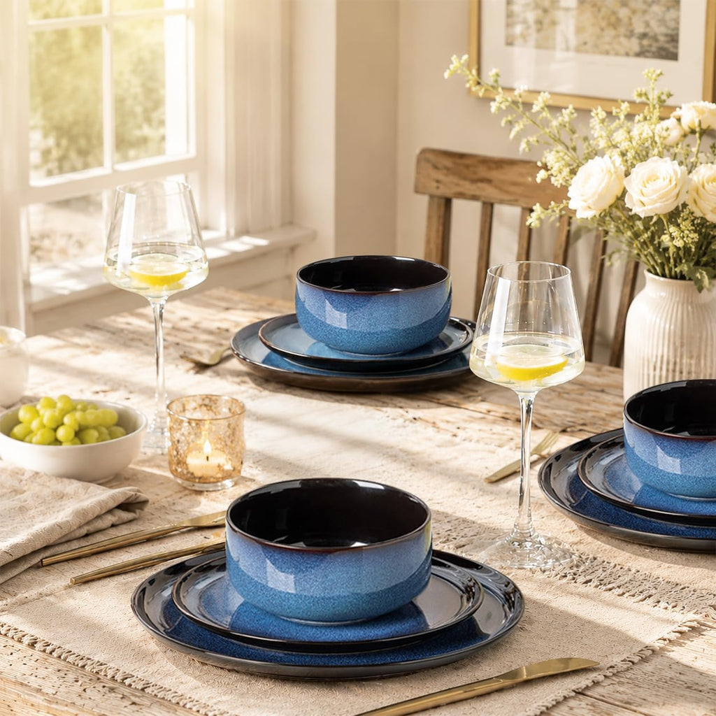 Ceramic Dinnerware Sets for 8,24Pcs Porcelain Plates and Bowls Set