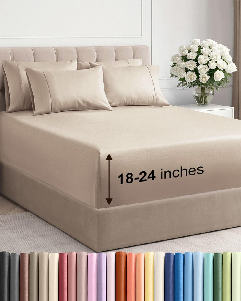 Extra Deep King Sheet Set - 6 Piece Breathable and Cooling Sheets - Hotel Luxury Bedding for Women, Men, Kids & Teens