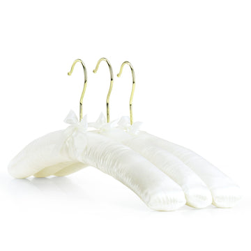 Pack of 10 Gorgeous Pale Ivory Satin Padded Clothes Hangers-43cm (17"), Wood, Universal