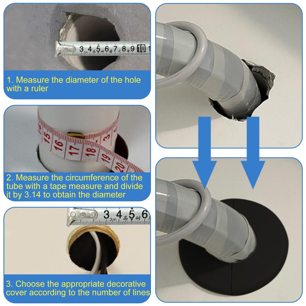 6Pcs Self-Adhesive Split Flange for 0.6" Pipe, ABS Round Escutcheon Plate