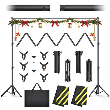 Backdrop Stand 10x7.5ft(WxH), Portable Adjustable Photo Back Drop Stand for Party, Photography, Weddings
