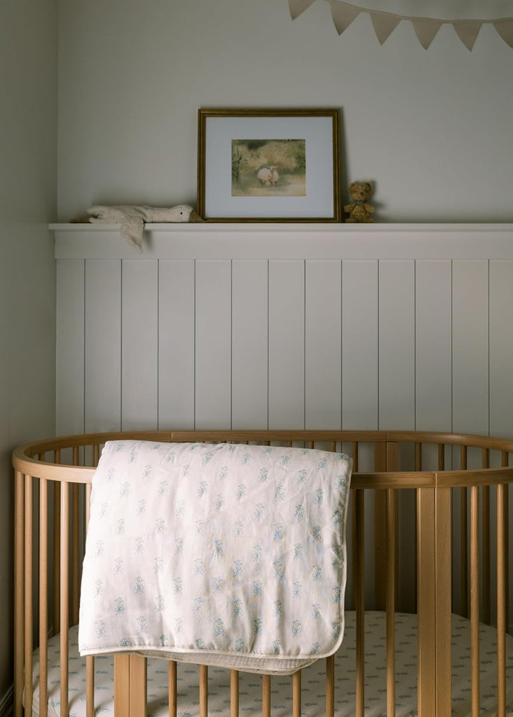 Premium Cotton Muslin Floral Crib Quilt & Pillow Sham Set - [Imperfect/Clearance] - 45"x60" Toddler Bedding, Lily