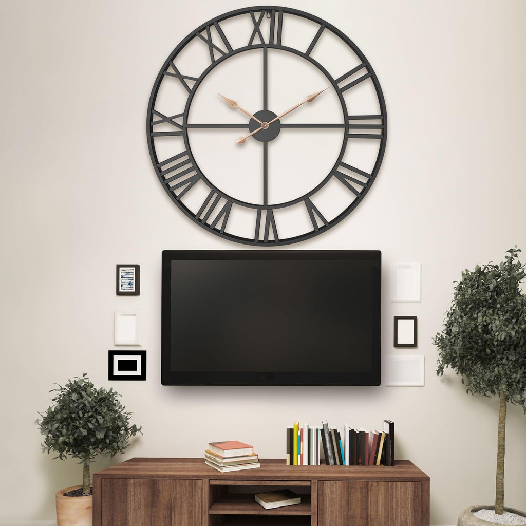 36 Inch Black Metal Roman Numerals Extra Large Giant Wall Clock