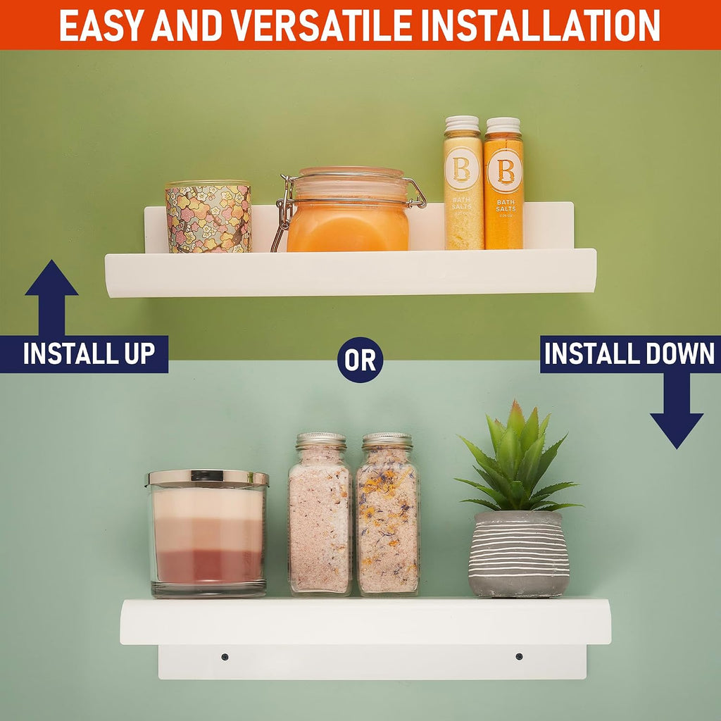 Clear Acrylic Floating Wall Shelves, Pack Inch Wall Bookshelf for Kids, 5 mm Acrylic Rack, Shower, or Nursery.
