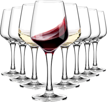 Wine Glasses Set of 8, 12oz Red or White Wine Glasses, Thick, Clear, Long Stem Wine Glasses, Perfect , Bars, Wedding