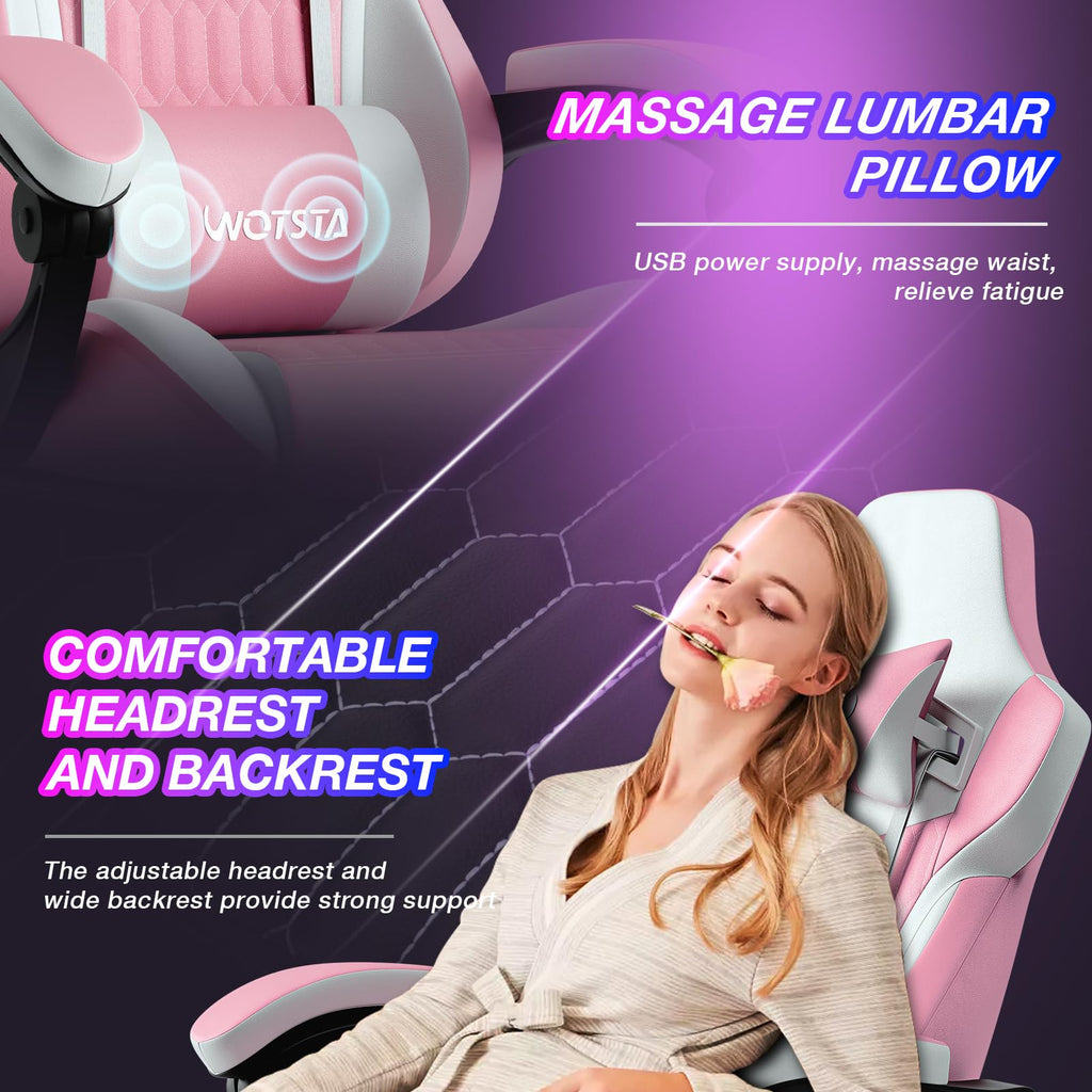 Gaming Chair with Footrest, High Back Gaming Chairs PVC Leather Ergonomic Gamer Chair with Adjustable Headrest Lumbar