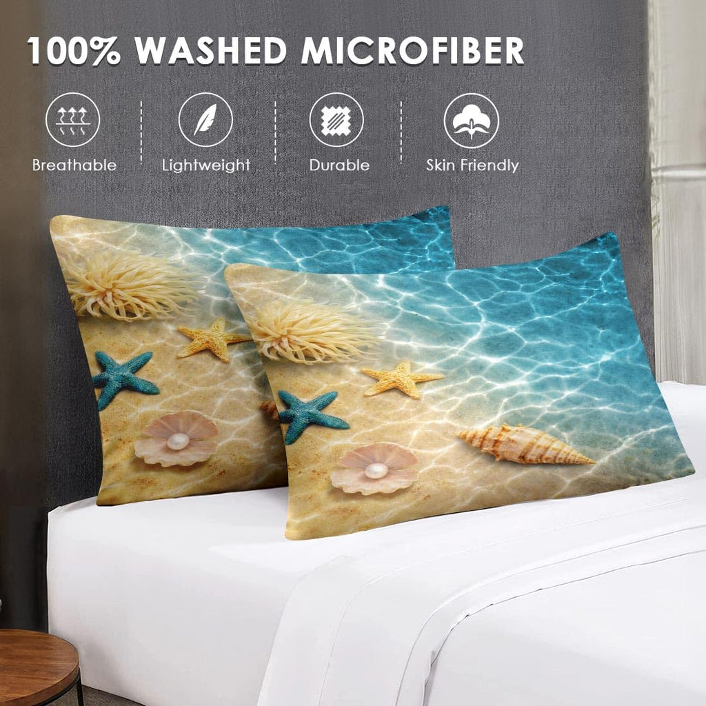 Comforter Set with Sheets, 7 Pieces Summer Beach Bedding