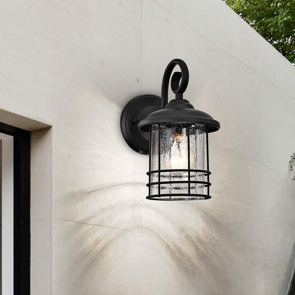 5.5" Wide Compact Narrow Farmhouse Matte Black Porch Light 2 Pack