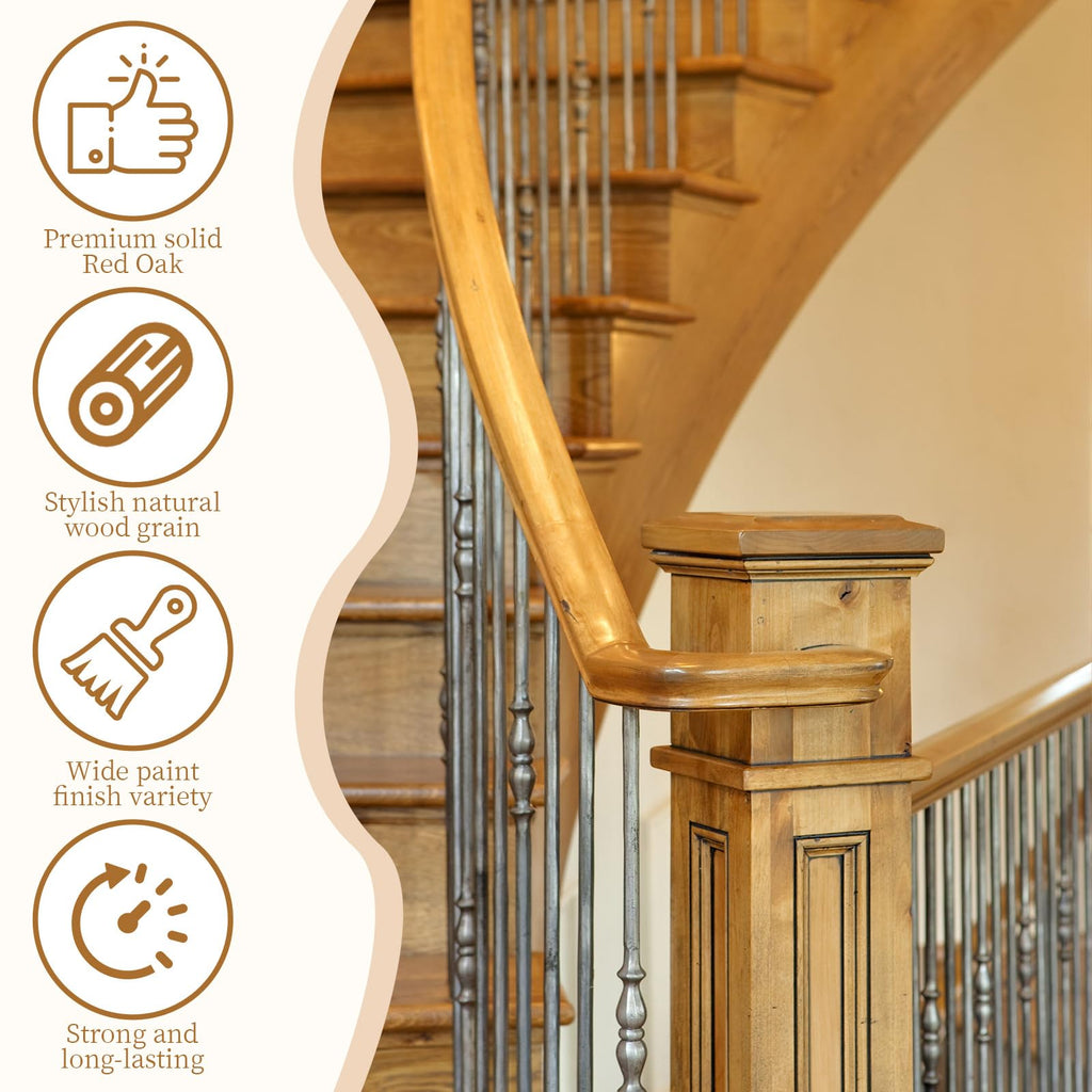 2 Pcs Red Oak Newel Post 7211 Quarter Turn for 6210 Profile